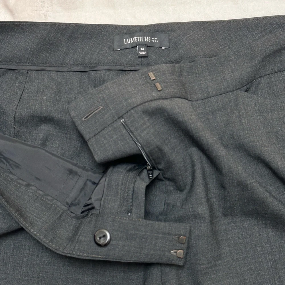 Lafayette 148 New York Wool Trousers Black/Charcoal Gray Professional Dress Pant